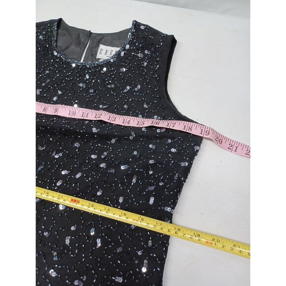 Erena Tank Top Cami Black Sequined Beaded Embellished Sleeveless Sz M - Picture 6 of 9